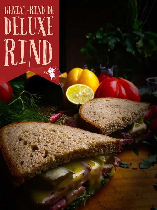 Posting Genial-Rind von  Sandwich und Pastrami mit Honig-Senf-Dip